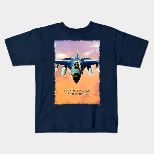 Fighter Jet Born P16 Kids T-Shirt by FasBytes